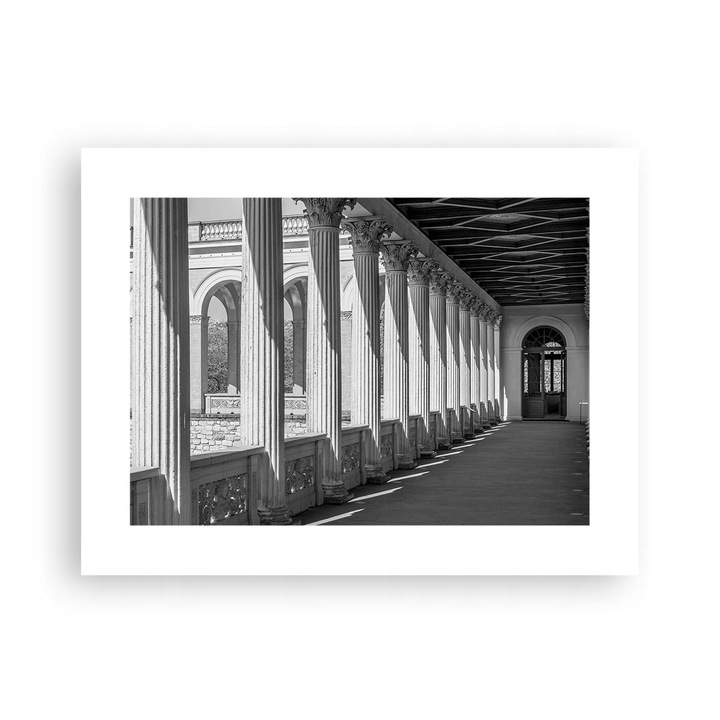 Tablou Poster Coloane Arhitectura 40x30cm, Alb-Negru, Premium