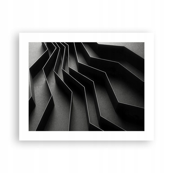 Tablou Poster 3D Abstract 50x40cm, Negru-Alb, Modern