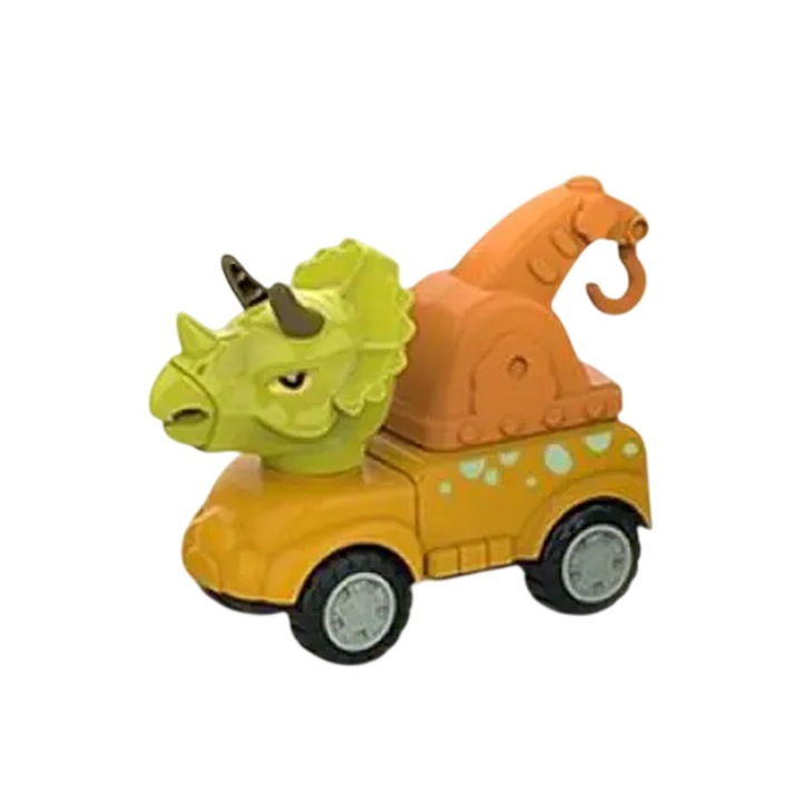 Количка динозавър, строителна, Pull&Go, устойчив ABS, без батерии, 13,5 x 9 см, Mini Junior WA1034-3, Бежов