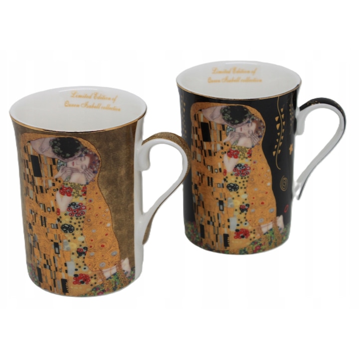 Set 2 Cani Portelan 300ml, Gustav Klimt "Sarutul", Queen Isabell