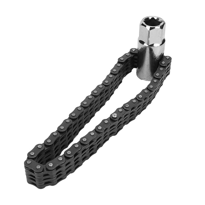 Univerzális kulcs autójavításhoz, 14 cm-es strapabíró láncos típus, olajszűrő eltávolításához