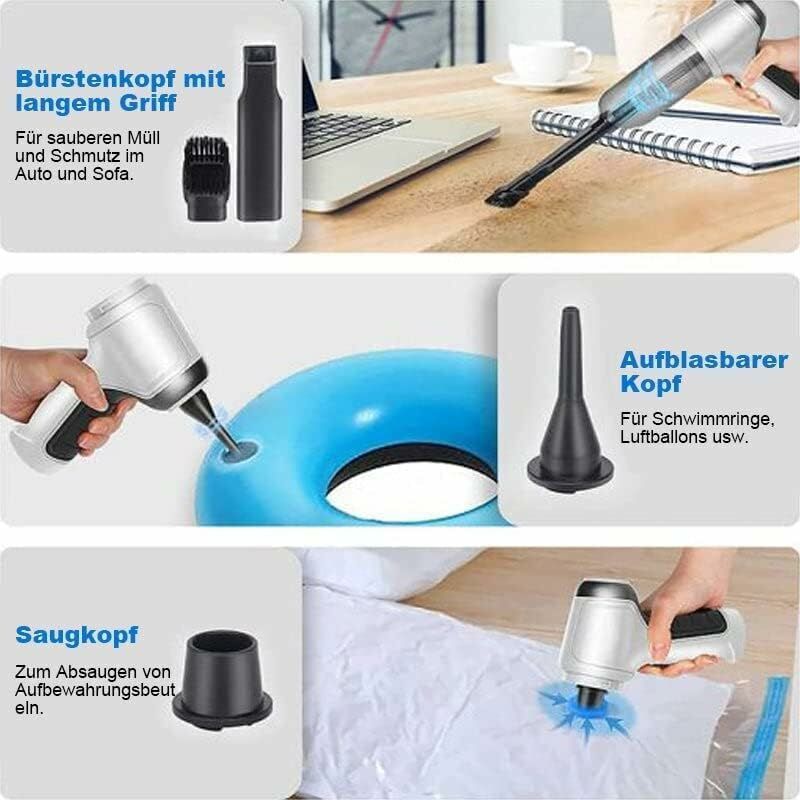 Aspirator de mana mini fara fir 3 in 1, gri/alb, aspirare si indepartare a prafului, 1 bucata
