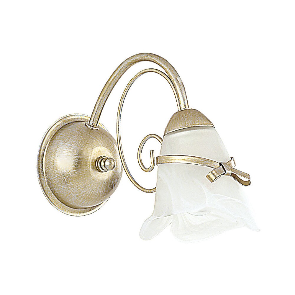 Aplica ESL Kokarda, 1x60W, E14, Metal/Sticla, Auriu/Alb