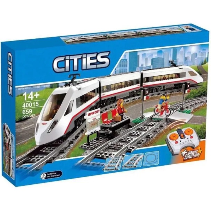 Set de constructie City – tren de pasageri de mare viteza, 610 piese, 14+, cadou ideal