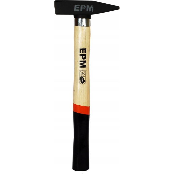 Ciocan de mecanic EPM E-420-1040, cap forjat din otel carbon, maner profilat din lemn, 400 g, negru/natural