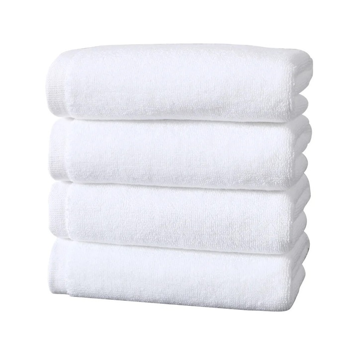 Set 4 prosoape pentru fata ZYBLSSBB LSM838-BCS0382400 din bumbac 35 x 75 cm, alb