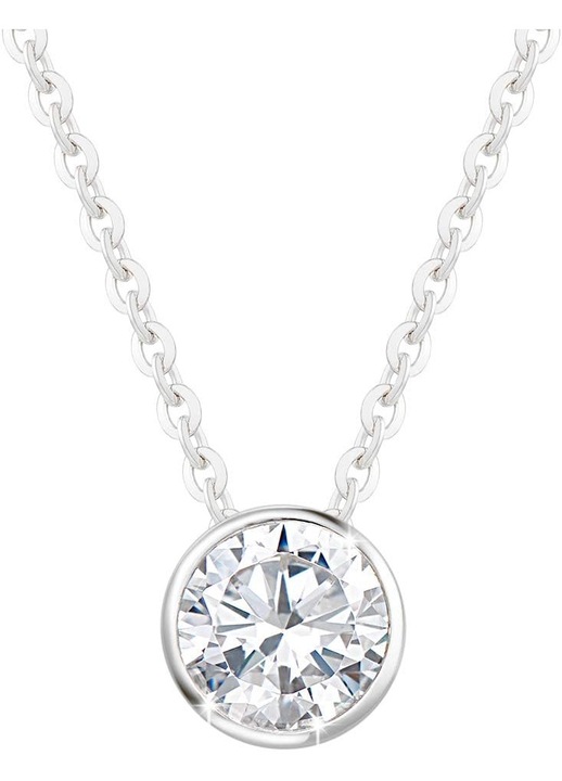 Pandantiv Aur Alb 14K 585 cu Moissanit 1 Carat, 6.5 mm, D-E VVS, 40+5 cm