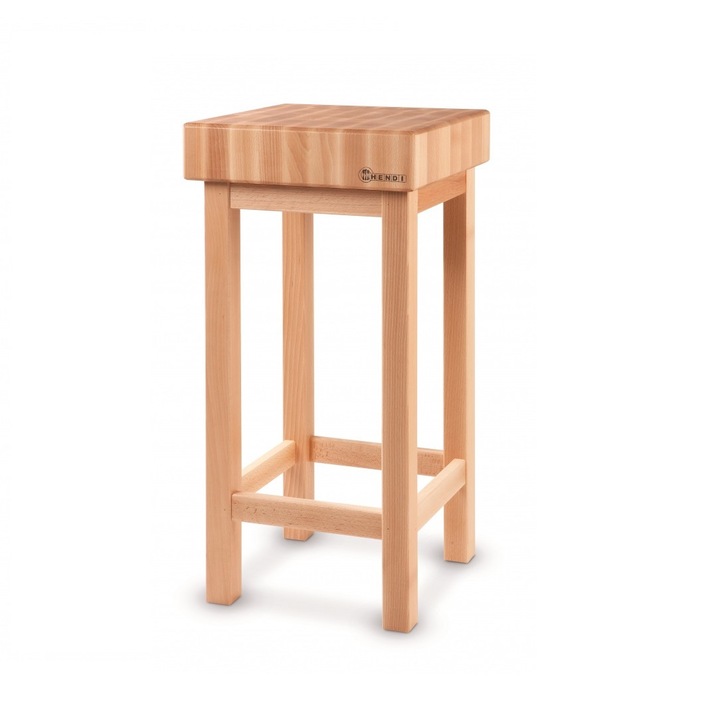 Butuc pentru transat carne / alimente din lemn fag pe suport din lemn, Hendi, 50x40x(H)15 cm