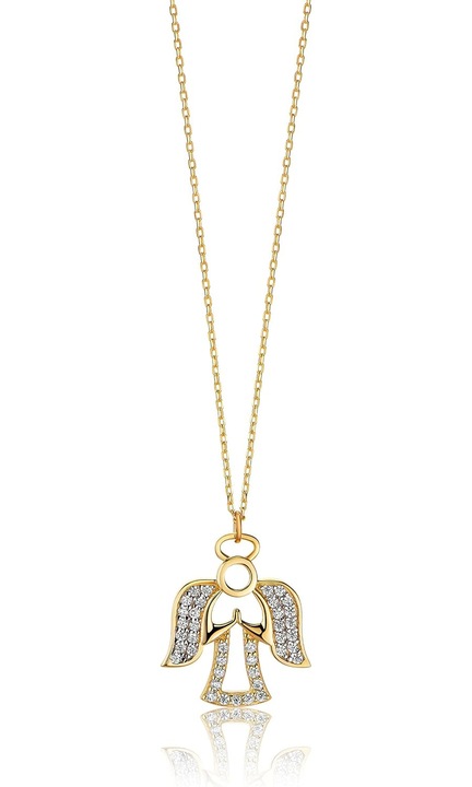 Pandantiv Inger Aur 14K 585 cu Lantisor Reglabil 42-45cm, Zirconiu Cubic, 18x15mm