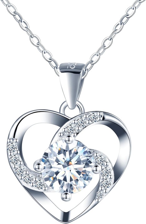 Set Necklace si Cercei Inima Diamond Moissanit Argint 925