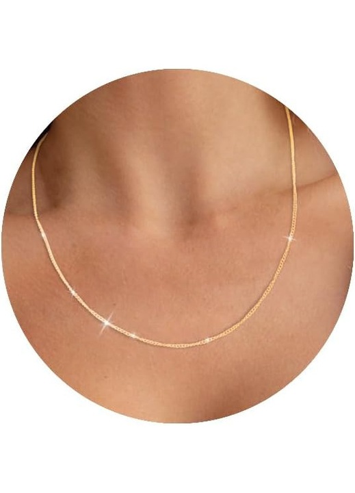 Női arany nyaklánc, finom lánc, choker stílus, hipoallergén, 50cm