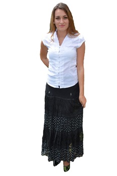 Fusta casual din material creponat, D&J Exclusive, Negru/Alb Fusta casual din material creponat, D&J Exclusive, Negru/Alb