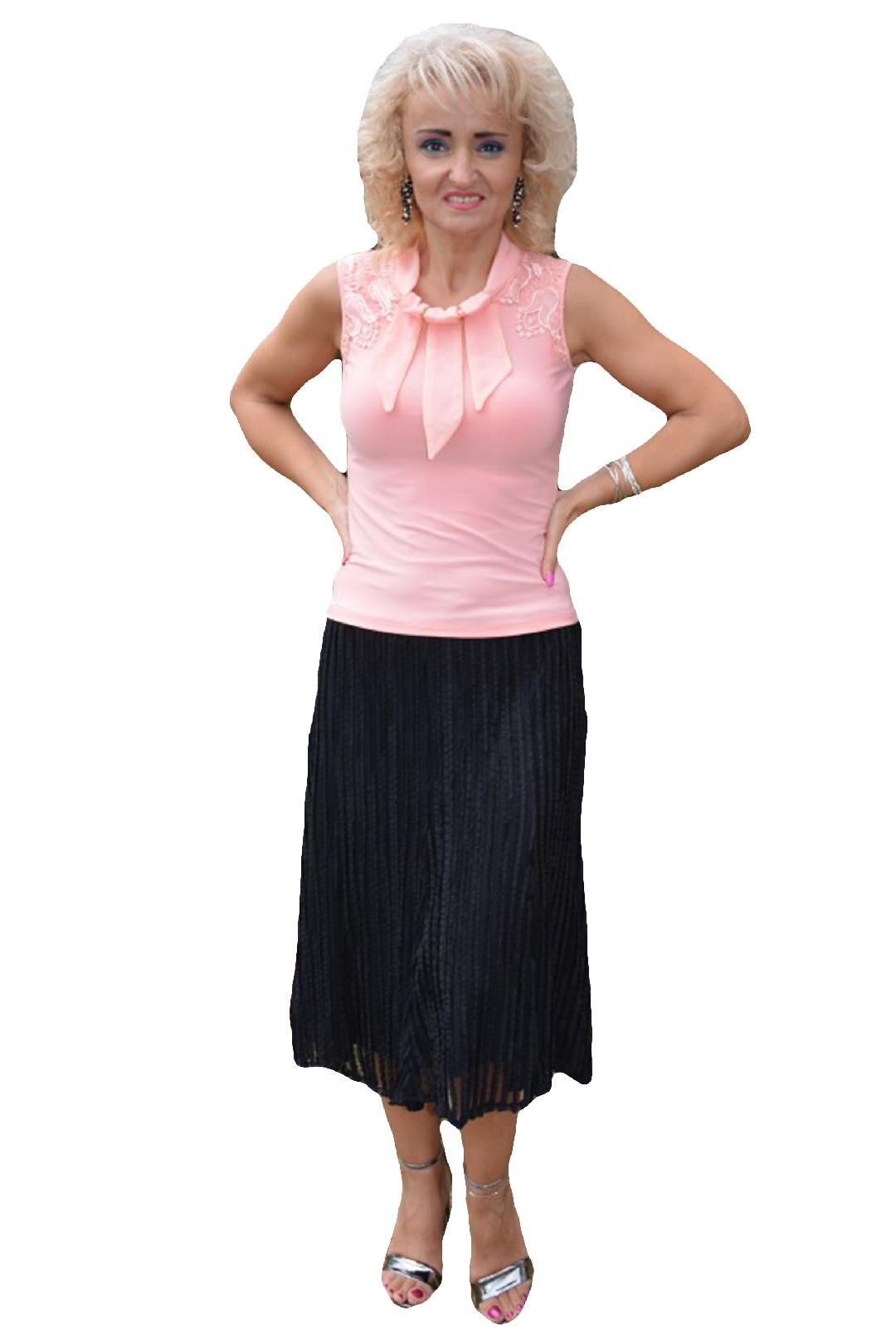 Fusta eleganta realizata din material subtire, D&J Exclusive, Negru