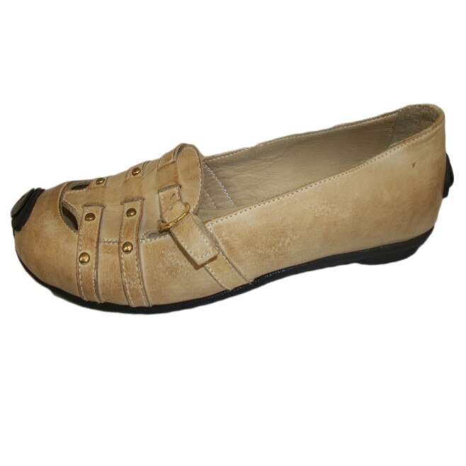 Balerini cu design de cureluse aplicate,D&J Exclusive, Bej