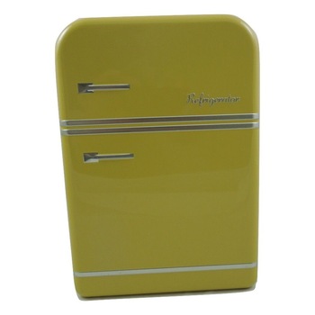 Cutie metalica depozitare galbena forma frigider 25x17.5x7cm Cutie metalica depozitare galbena forma frigider 25x17.5x7cm
