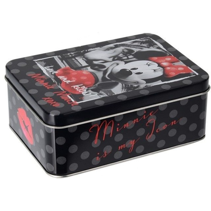 Cutie metalica depozitare Minnie cu funda rosie