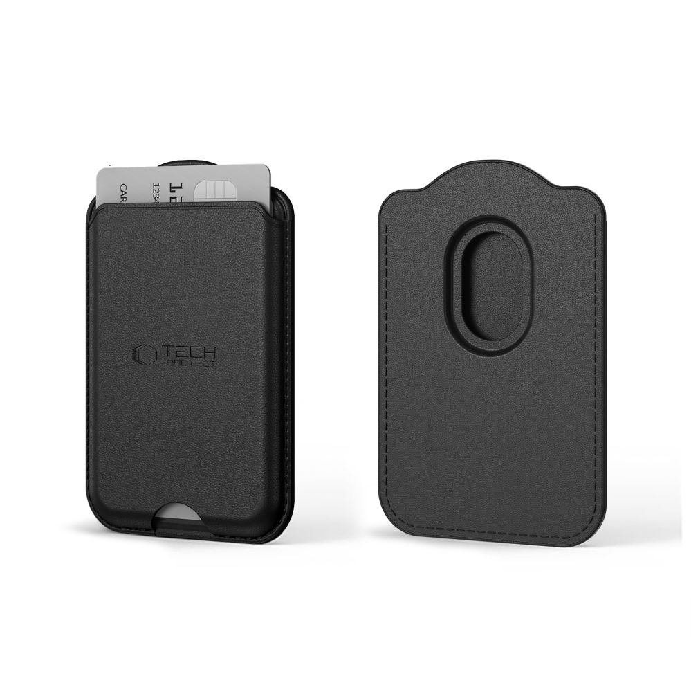 Portofel Tech-Protect CH02 MagWallet, Compatibil MagSafe, Capacitate 3 carduri, Negru