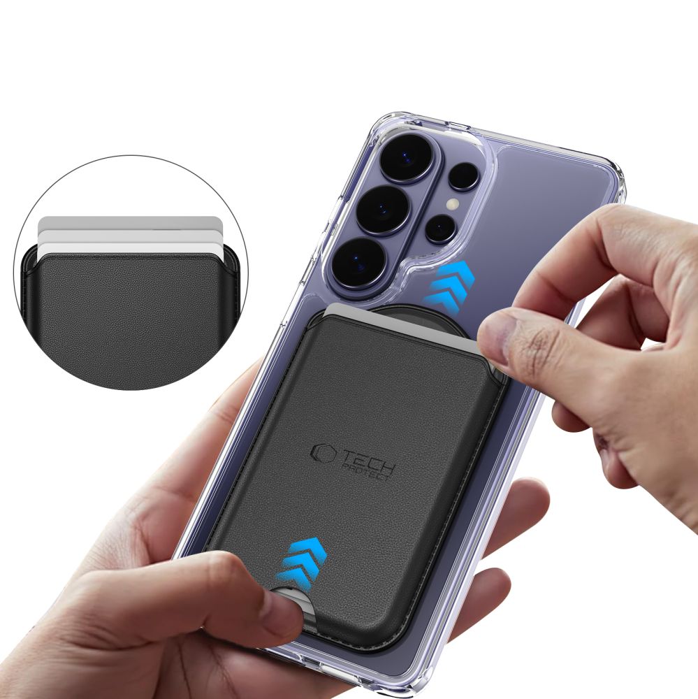 Portofel Tech-Protect CH02 MagWallet, Compatibil MagSafe, Capacitate 3 carduri, Negru
