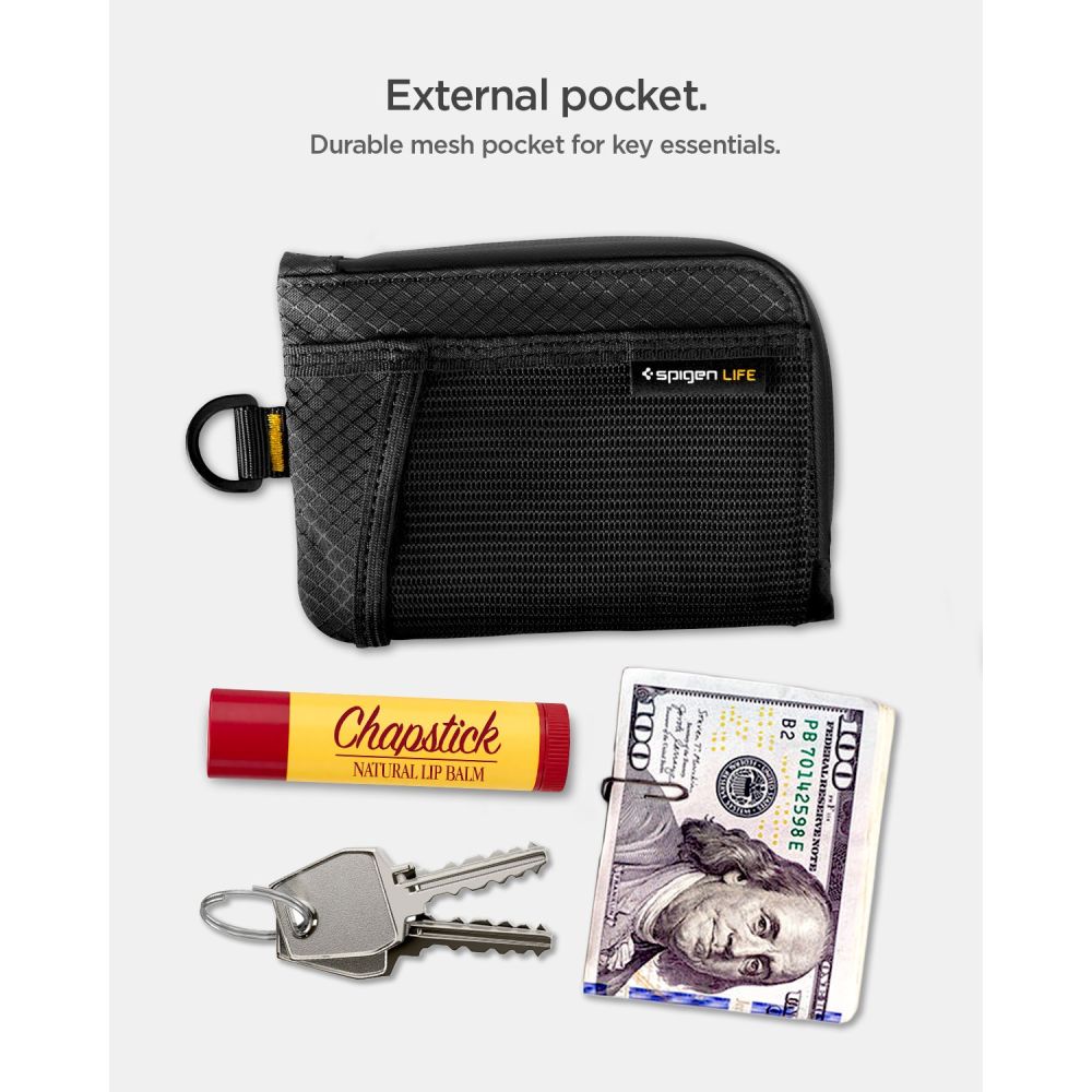 Portofel Spigen LF300, Protectie RFID, Capacitate 10 carduri, Negru
