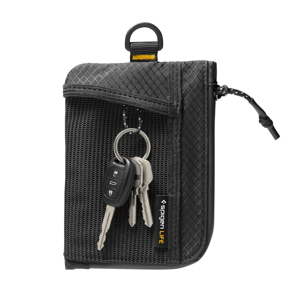 Portofel Spigen LF300, Protectie RFID, Capacitate 10 carduri, Negru
