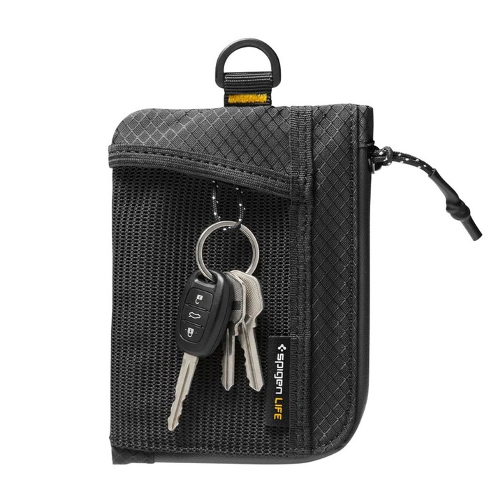 Portofel Spigen LF300, Protectie RFID, Capacitate 10 carduri, Negru