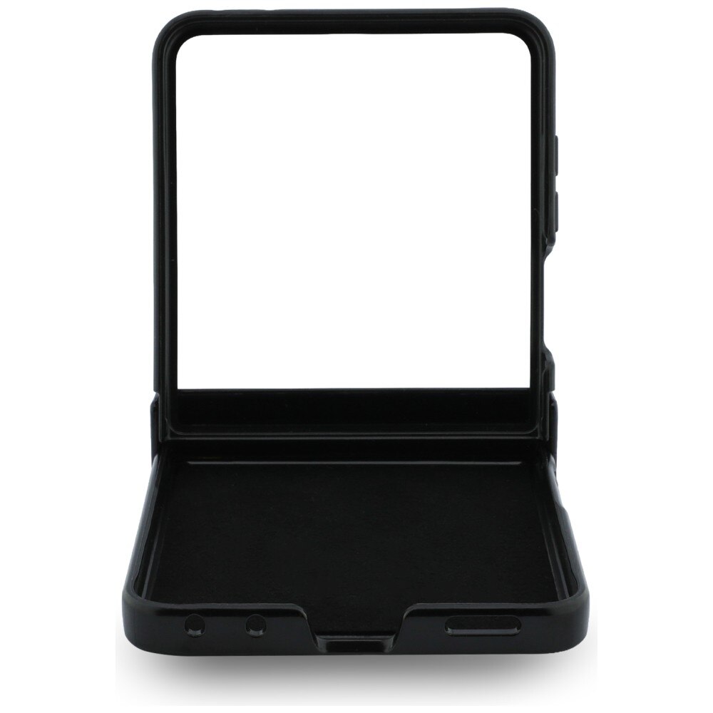 Husa Guess Magnetic Ring Stand Grained Classic Logo cu MagSafe compatibila cu Samsung Galaxy Z Flip 8, Bej