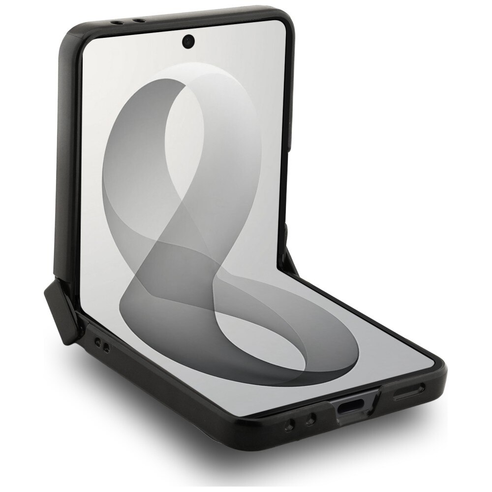 Husa Karl Lagerfeld Karl and Choupette Saffiano Pins cu MagSafe compatibila cu Samsung Galaxy Z Flip 8, Negru