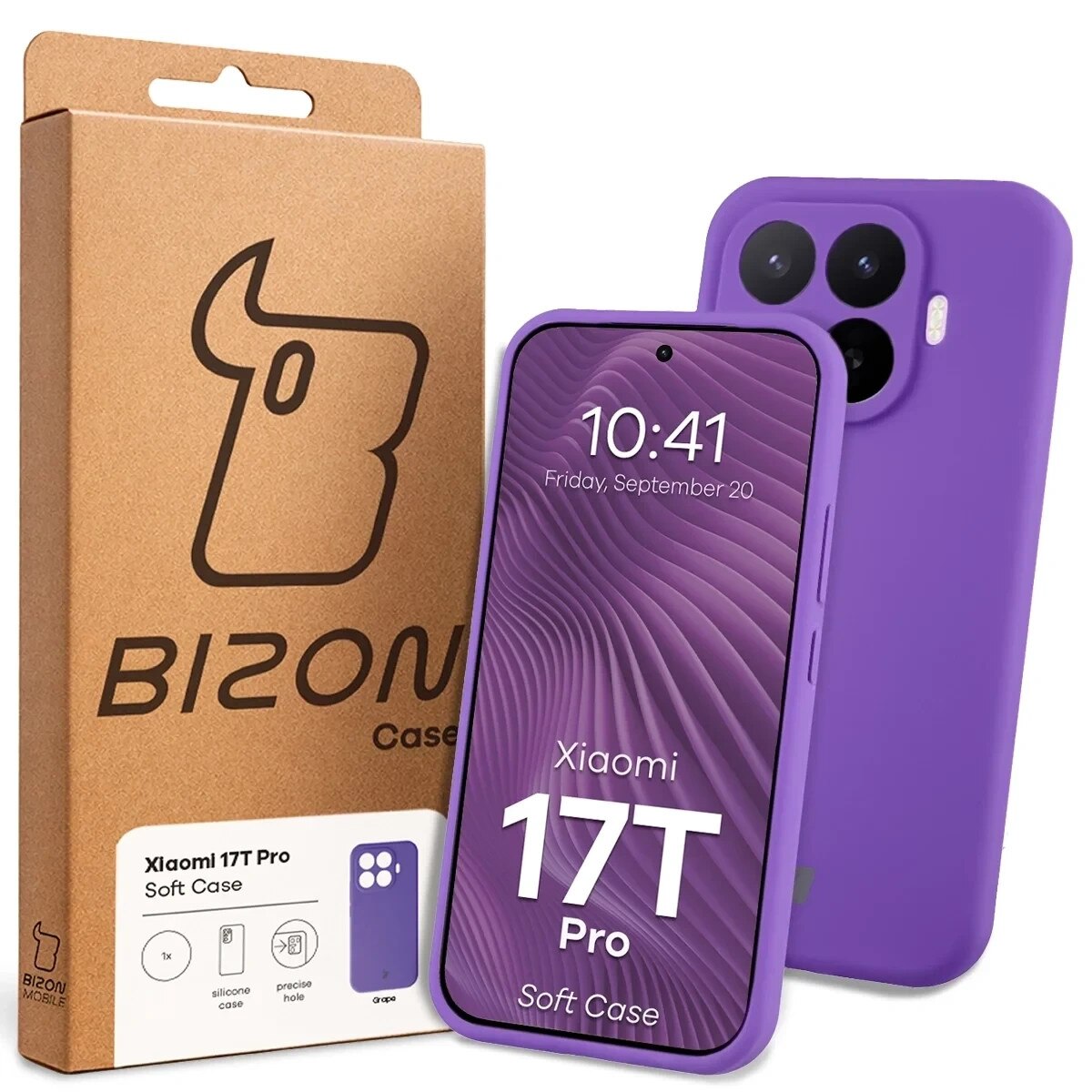 Carcasa Bizon Soft compatibila cu Xiaomi 17T Pro, Mov