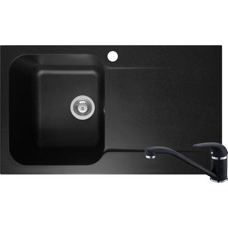 Pachet chiuveta soft composite + baterie bucatarie Pyramis Level Artithek, cuva stanga, 860x500 mm, adancime 210mm, Negru