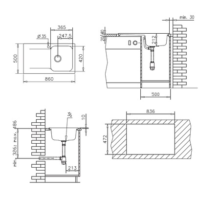 Pachet chiuveta soft composite + baterie bucatarie Pyramis Level Artithek, cuva stanga, 860x500 mm, adancime 210mm, Negru