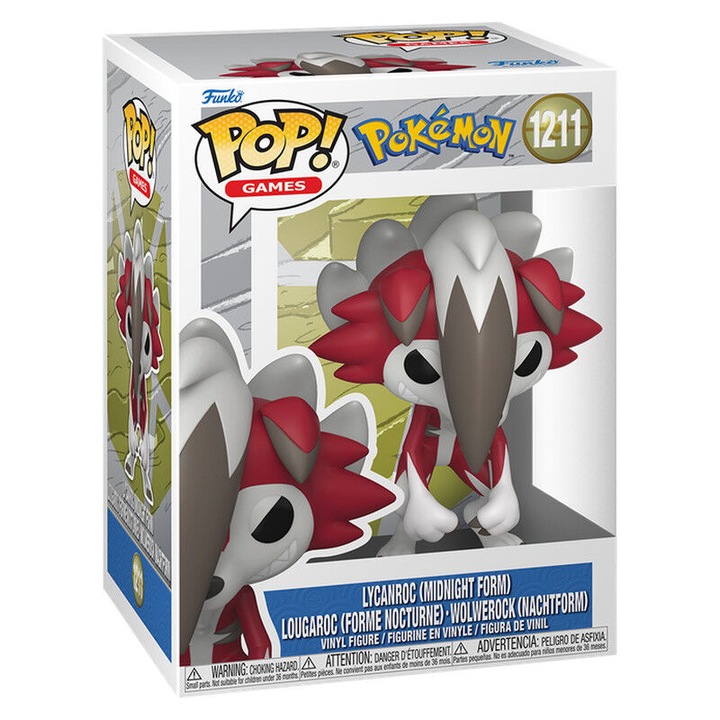 Фигурка винил Funko Pop! Pokemon Lycanroc (Midnight Form) #1211, с колекционерска кутия, многоцветен