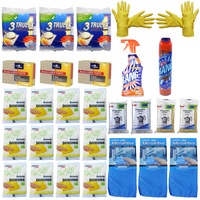 pachet - 12 x set lavete uscate 3bucset  3 x set bureti vase 2bucset  3 x laveta microfibra  2 x burete sarma auriu  2 x burete sarma argintiu  3 x lavete umede 3bucset  2 x manusi menaj  cillit bang baie 750ml  cillit bang spuma 600ml imagen 19_0_
0