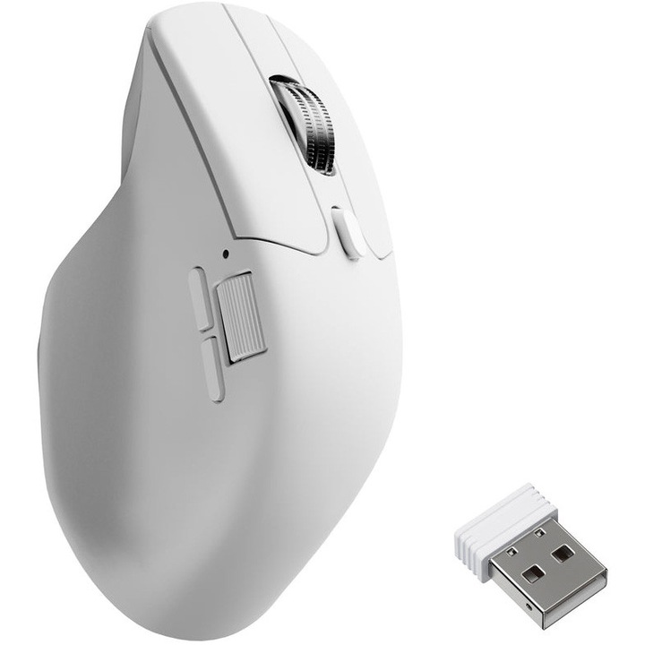 Безжична мишка Gaming Keychron M6 8K, Tri-Mode (2.4GHz, Bluetooth 5.3, USB-C), Сензор PixArt 3950, 30000 DPI, Polling Rate 8000Hz, 11 програмируеми бутона, All Silent Micro switch, Premium Metal Scroll Wheel, Keychron Launcher, M6S-A24, Бял