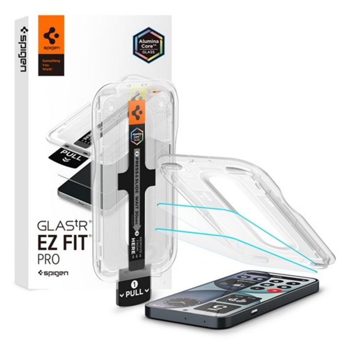 Spigen glass tr ez fit pro hd képernyővédő üveg 2db, 2.5d, tokbarát, ultravékony, 0.2mm, 9h + segédkeret, átlátszó, kompatibilis: Nothing Phone 4a