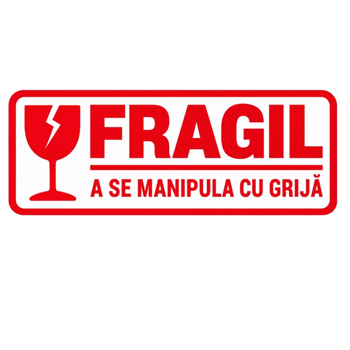 Set 1000 Stickere FRAGIL – 5 × 2 cm – Etichete Autocolante pentru Colete – A se Manipula cu Grija