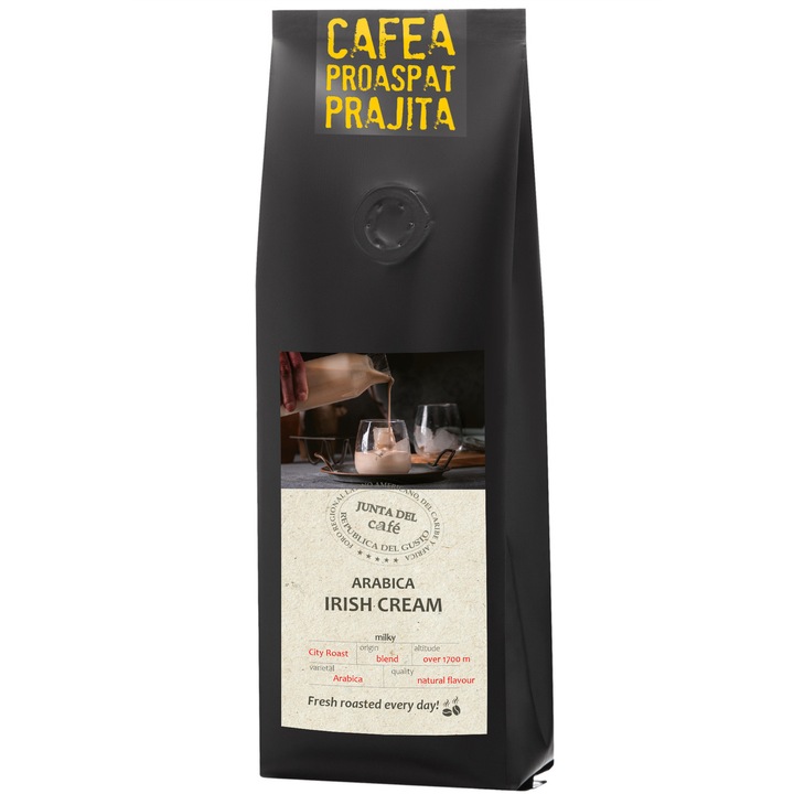 Junta del Café, Szemes kávé, Frissen pörkölt, 250 g, Természetes ír aroma, Krémes, 100% Arabica