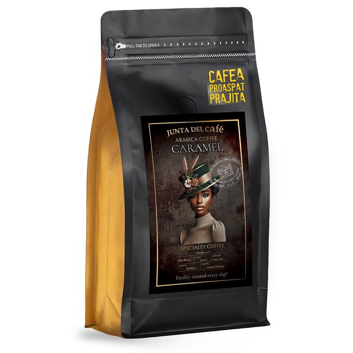 Cafea Proaspat Prajita, 500 gr, aroma naturala Caramel, 100% Arabica, macinata