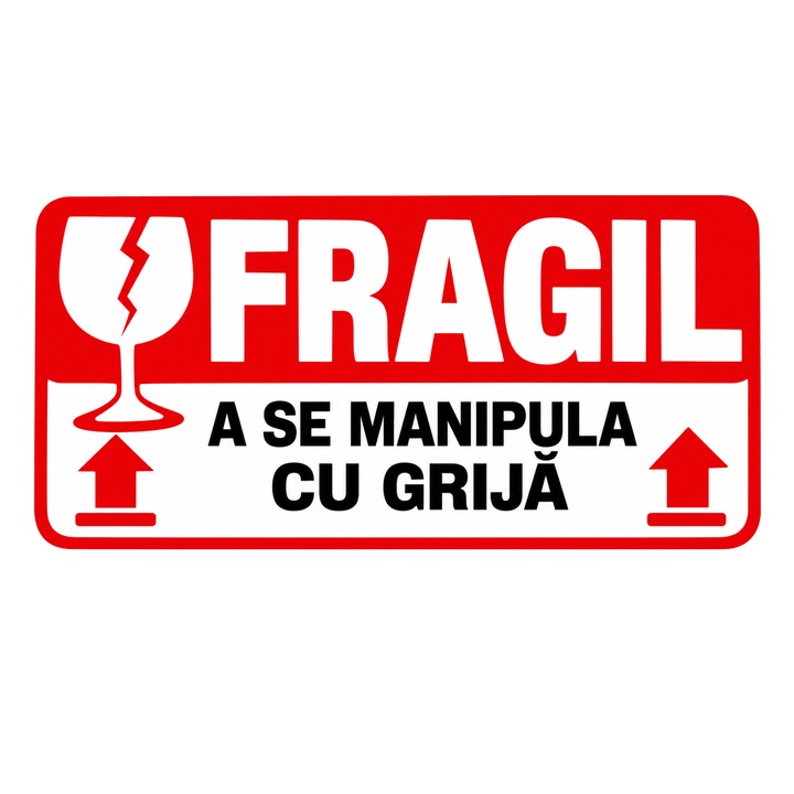 Set 1000 Stickere FRAGIL – 5 × 2.5 cm – Etichete Autocolante pentru Colete – A se Manipula cu Grija