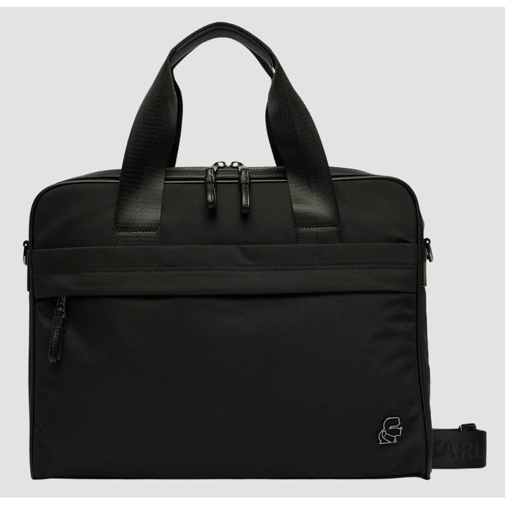 Karl Lagerfeld, geanta pentru laptop din nylon cu detalii din piele K/Kameo Briefcase A4M30191999BLACK, negru