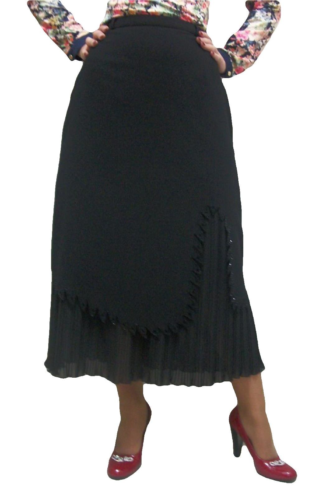 Fusta cu model stratificat,masura mare, D&J Exclusive, Negru