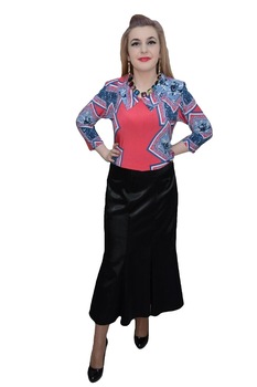 Fusta eleganta in clos, din saten cu tinuta, D&J Exclusive, Negru, 40 Fusta eleganta in clos, din saten cu tinuta, D&J Exclusive, Negru, 40