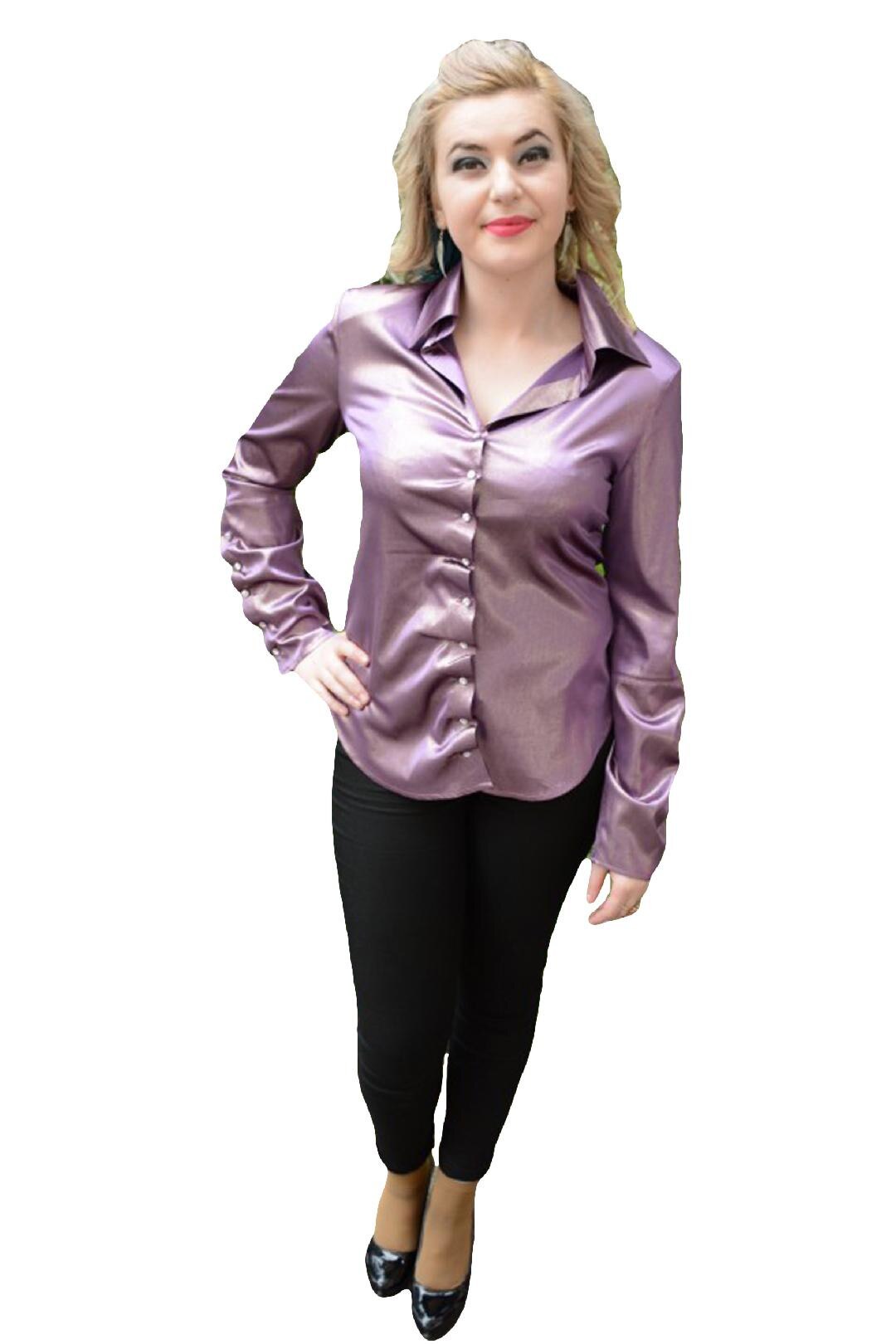 Camasa o parte dreapta, cealalta fronsata, D&J Exclusive, Mov Deschis