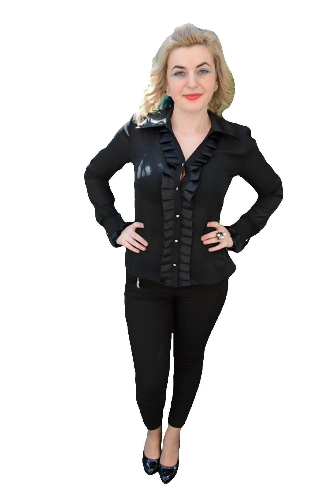 Camasa fashion, subtire, transparenta, D&J Exclusive, Negru