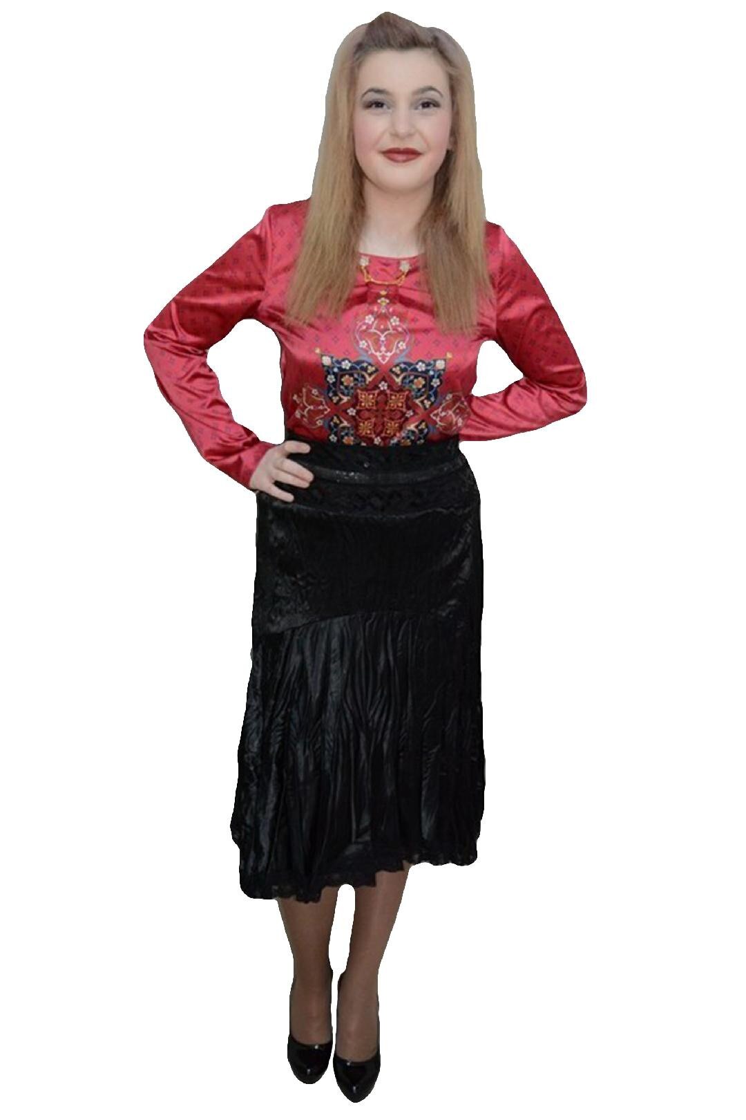 Fusta fashion, dantela aplicata, D&J Exclusive,, Negru