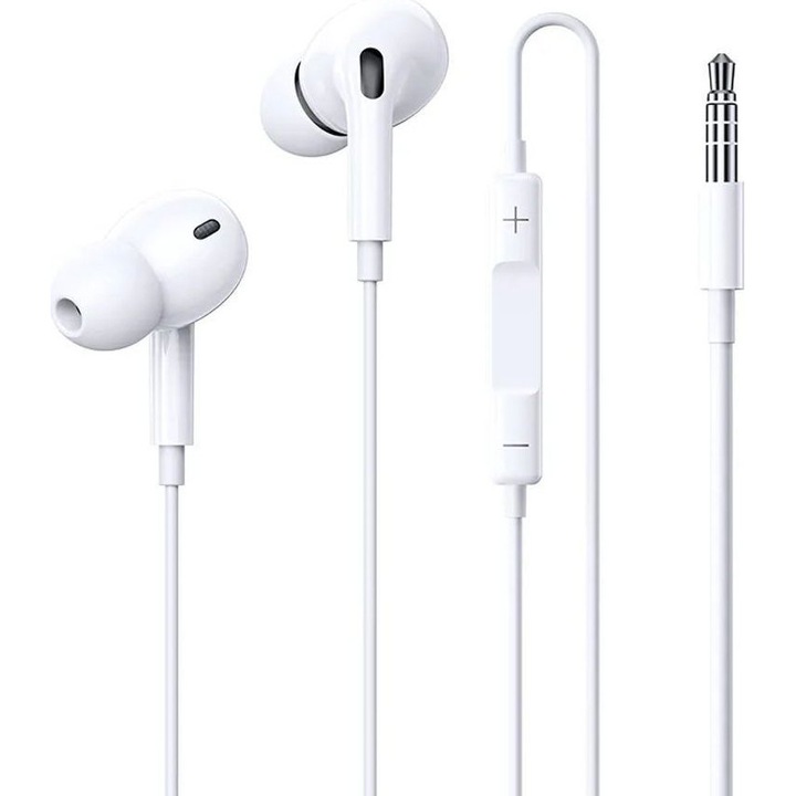Casti in-ear Remax RM-575 cu jack 3,5 mm, microfon si telecomanda, alb