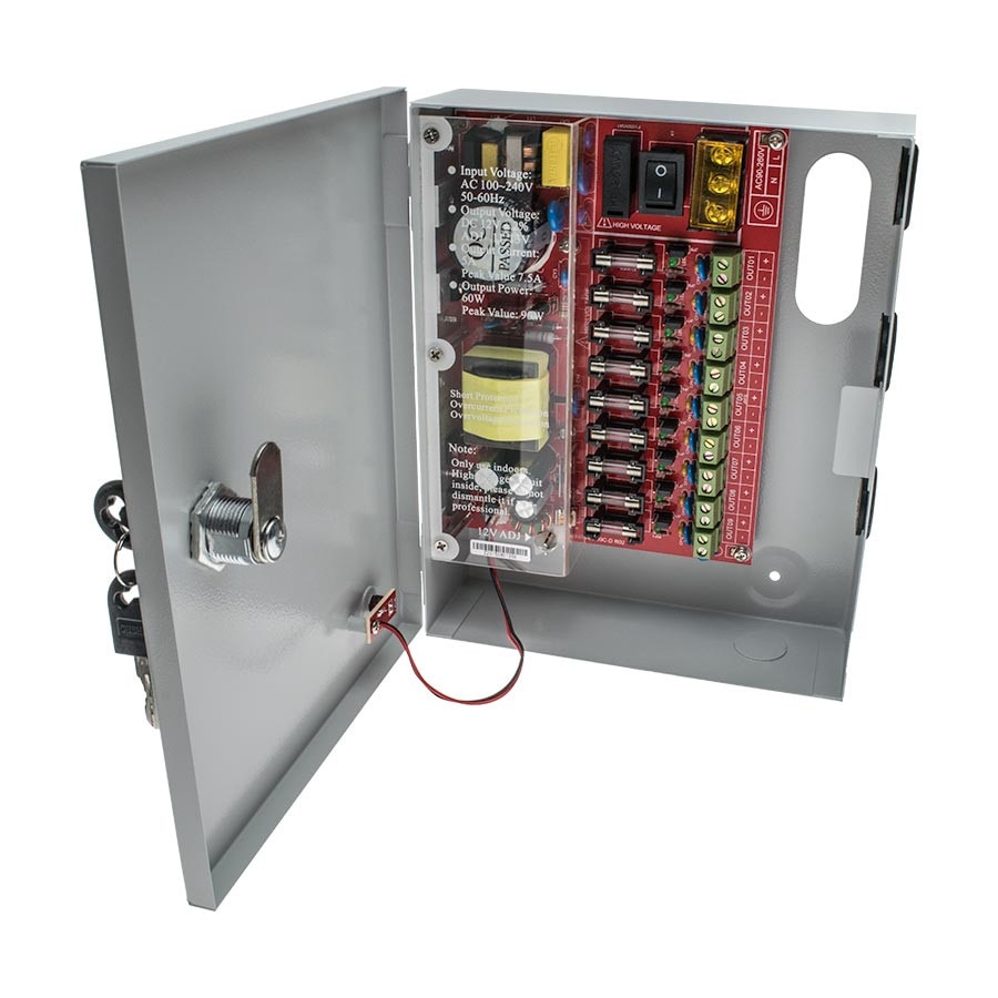 Sursa de tensiune 12V 5A, 9 iesiri, PREMIUM, SMPS 12V 5A-C9