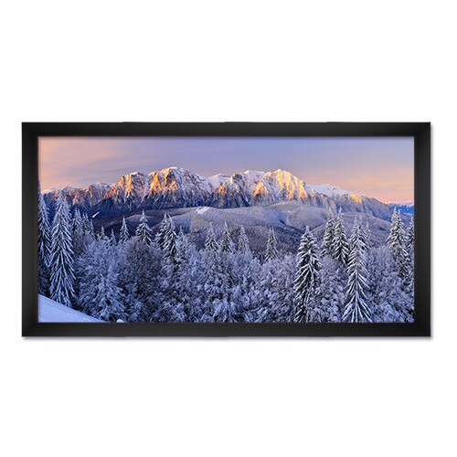 Tablou Inramat - Natura, Peisaj, Romania, Muntii Buceci, Iarna, Zapada, Brazi, Apus de soare, Rama Neagra, 50 x 100 cm