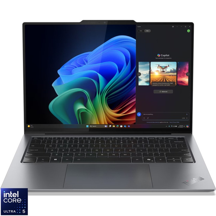 Laptop Lenovo 14'' ThinkPad X9-14 Gen 1 Aura Edition, WUXGA OLED, Procesor Intel® Core™ Ultra 5 228V (8M Cache, up to 4.50 GHz), 32GB LPDDR5X, 512GB SSD, Intel Arc 130V, Win 11 Pro, Grey
