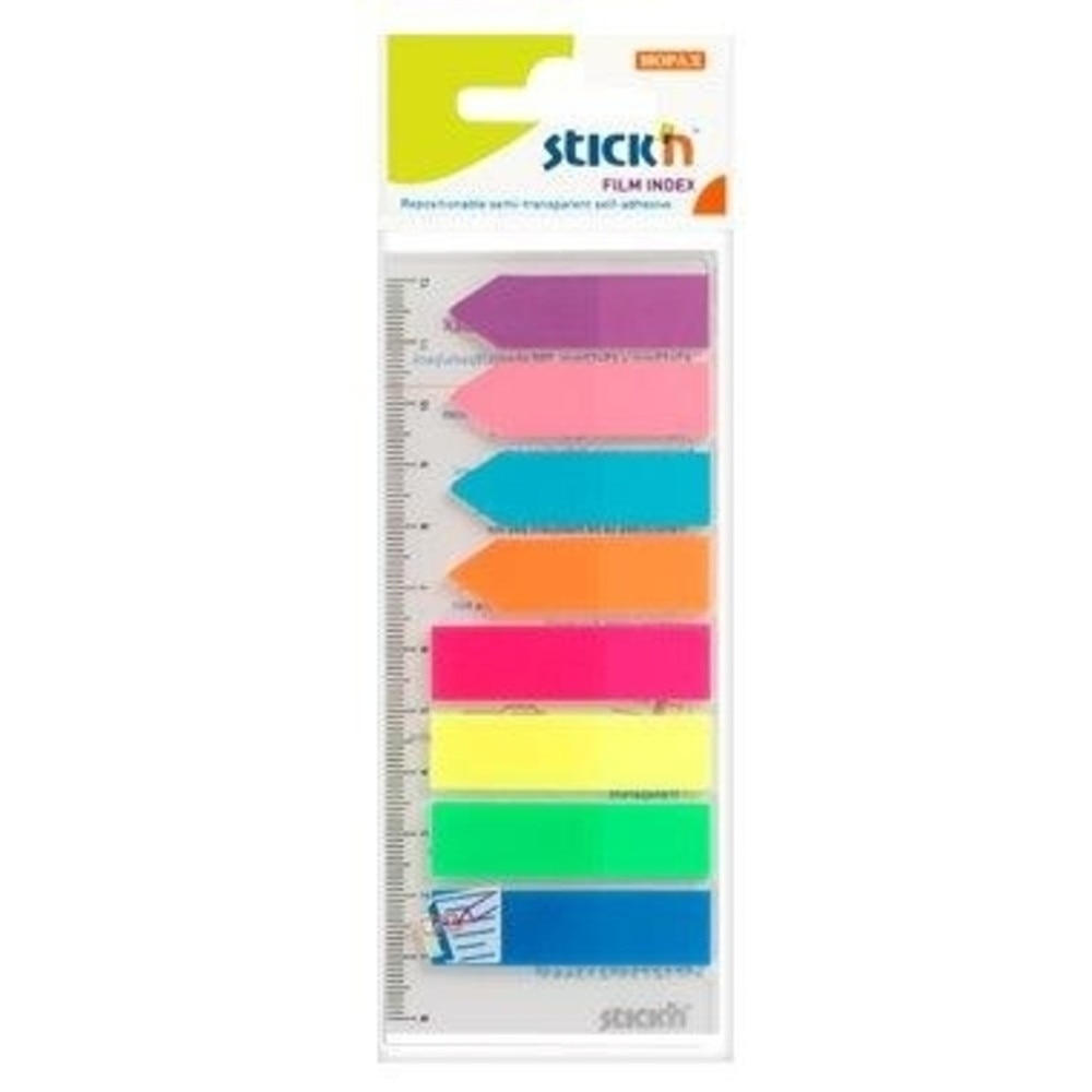 Stick index plastic transp. color 45 x 12 mm, 8 x 25 file/set + index sageata, Stick
