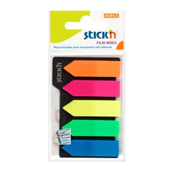 Stick index plastic transparent color 42 x 12 mm, 5 x 25 file/set, Stick Stick index plastic transparent color 42 x 12 mm, 5 x 25 file/set, Stick